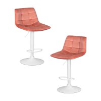 Набор 2 шт Стул барный DOBRIN TAILOR WHITE, пудрово-розовый велюр (MJ9-32)