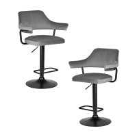 Набор 2 шт Стул барный DOBRIN CHARLY BLACK, серый велюр (MJ9-75)