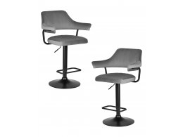 Набор 2 шт Стул барный DOBRIN CHARLY BLACK, серый велюр (MJ9-75) Набор 2 шт Стул барный DOBRIN CHARLY BLACK, серый велюр (MJ9-75)
