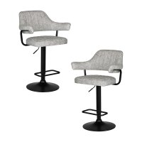 Набор 2 шт Стул барный DOBRIN CHARLY BLACK, светло-серый твид (LEO04)