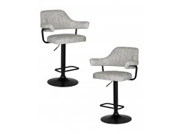 Набор 2 шт Стул барный DOBRIN CHARLY BLACK, светло-серый твид (LEO04) Набор 2 шт Стул барный DOBRIN CHARLY BLACK, светло-серый твид (LEO04)