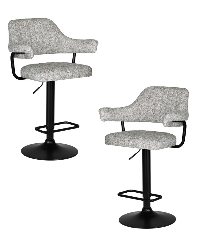 Набор 2 шт Стул барный DOBRIN CHARLY BLACK, светло-серый твид (LEO04)