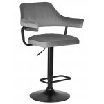 Набор 2 шт Стул барный DOBRIN CHARLY BLACK, серый велюр (MJ9-75)