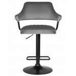Набор 2 шт Стул барный DOBRIN CHARLY BLACK, серый велюр (MJ9-75)