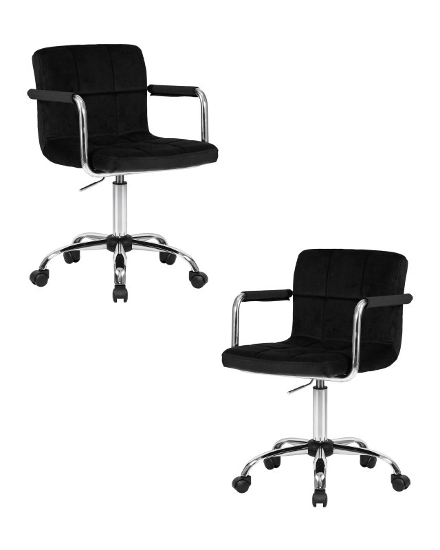 Набор 2 шт Офисное кресло для персонала DOBRIN TERRY, черный велюр (MJ9-101)