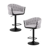 Набор 2 шт Стул барный DOBRIN LEON, серая ткань (LAR 275-17)