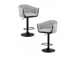 Набор 2 шт Стул барный DOBRIN LEON, серая ткань (LAR 275-17)