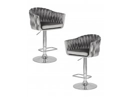 Набор 2 шт Стул барный DOBRIN MARCEL, серый велюр (MJ9-75)