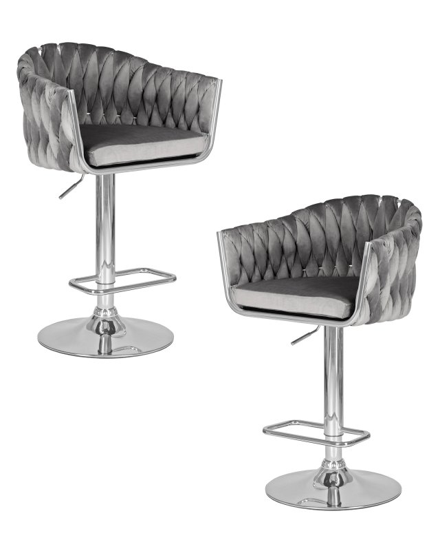 Набор 2 шт Стул барный DOBRIN MARCEL, серый велюр (MJ9-75)