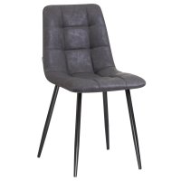 Стул обеденный DOBRIN ALEX, черные матовые ножки, серая антрацитовая винтажная экокожа (RU-08)