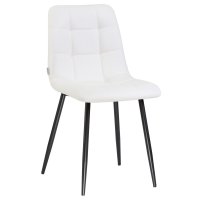 Стул обеденный DOBRIN ALEX, черные матовые ножки, белая экокожа (P-02)