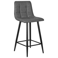 Стул полубарный DOBRIN OLIVIA, черные матовые ножки, серая антрацитовая винтажная экокожа (RU-08)