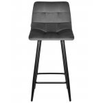 Стул полубарный DOBRIN OLIVIA, черные матовые ножки, темно-серый велюр (108-91)