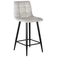 Стул полубарный DOBRIN OLIVIA, черные матовые ножки, светло-серый велюр (108-52)