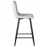 Стул полубарный DOBRIN OLIVIA, черные матовые ножки, светло-серый велюр (108-52)