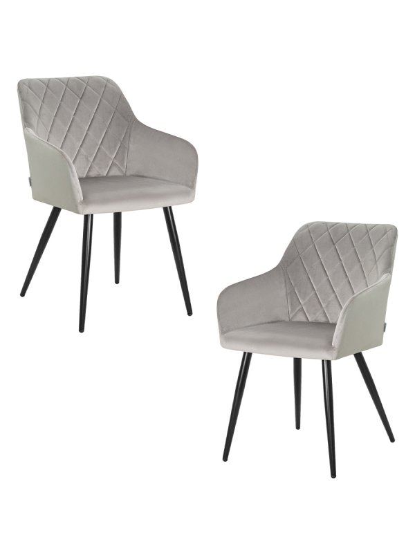 Набор 2 шт Стул обеденный DOBRIN ROBERT, черные матовые ножки, велюр V108-81 Серый