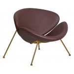 Набор 2 шт Кресло дизайнерское DOBRIN EMILY, коричневый винил YP5, золотое основание