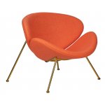 Набор 2 шт Кресло дизайнерское DOBRIN EMILY, оранжевая ткань AF, золотое основание