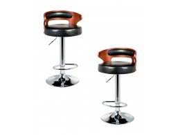 Набор 2 шт Стул барный DOBRIN FRED, коричневое дерево, чёрный