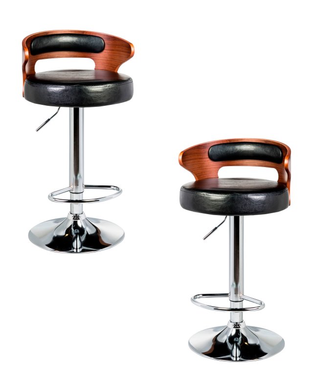 Набор 2 шт Стул барный DOBRIN FRED, коричневое дерево, чёрный Набор 2 шт Стул барный DOBRIN FRED, коричневое дерево, чёрный