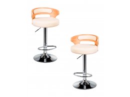 Набор 2 шт Стул барный DOBRIN FRED, натуральное дерево, кремовый