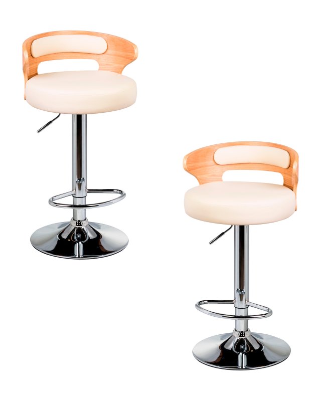 Набор 2 шт Стул барный DOBRIN FRED, натуральное дерево, кремовый Набор 2 шт Стул барный DOBRIN FRED, натуральное дерево, кремовый