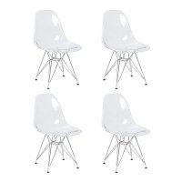 Набор 4 шт Стул обеденный DOBRIN DSR CASPER, ножки хром, цвет прозрачный