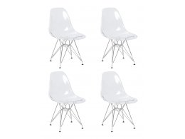 Набор 4 шт Стул обеденный DOBRIN DSR CASPER, ножки хром, цвет прозрачный