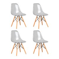 Набор 4 шт Стул обеденный DOBRIN DSW CASPER, ножки светлый бук, цвет прозрачный