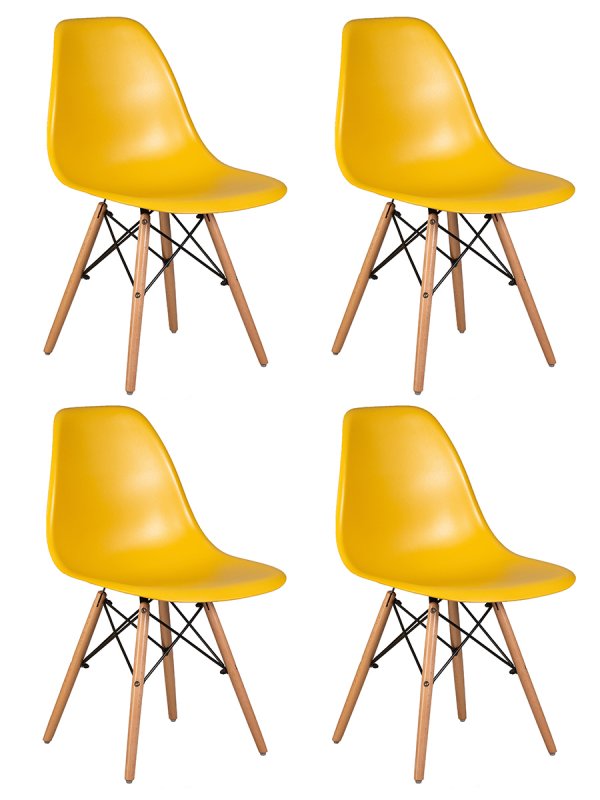 Набор 4 шт Стул обеденный DOBRIN DSW, ножки светлый бук, цвет горчичный (Y-03)
