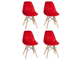 Набор 4 шт Стул обеденный DOBRIN DSW, ножки светлый бук, цвет красный (R-02)