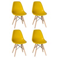 Набор 4 шт Стул обеденный DOBRIN DSW, ножки светлый бук, цвет жёлтый (Y-01)