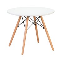 Стол журнальный DOBRIN SHELLEY, ножки светлый бук, цвет белый