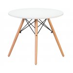 Стол журнальный DOBRIN SHELLEY, ножки светлый бук, цвет белый