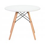 Стол журнальный DOBRIN SHELLEY, ножки светлый бук, цвет белый