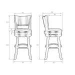 Вращающийся полубарный стул DOBRIN TONY COUNTER, капучино, черный