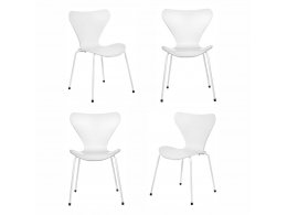 Комплект из 4-х стульев Seven Style белый с белыми ножками