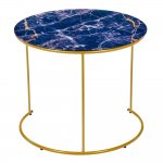 Набор кофейных столиков Tango темно-синий с ножками матовое золото, 2шт