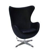 Кресло EGG STYLE CHAIR чёрный, натуральная кожа Кресло EGG STYLE CHAIR чёрный, натуральная кожа