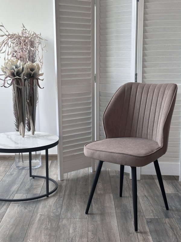 Стул РОССО 360 град. поворот. B5 Капучино, велюр / черный каркас, М-City