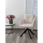 Стул ФЕДЕРИКО ДАНС 180 град. поворотный, NORDIC 11 Молочный / Черный каркас, M-City