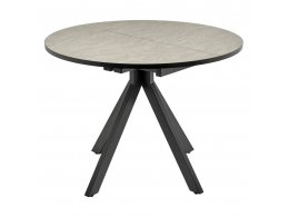 Стол Rudolf круглый раскладной 100-130x100x75см, Бетон слюда, чёрный