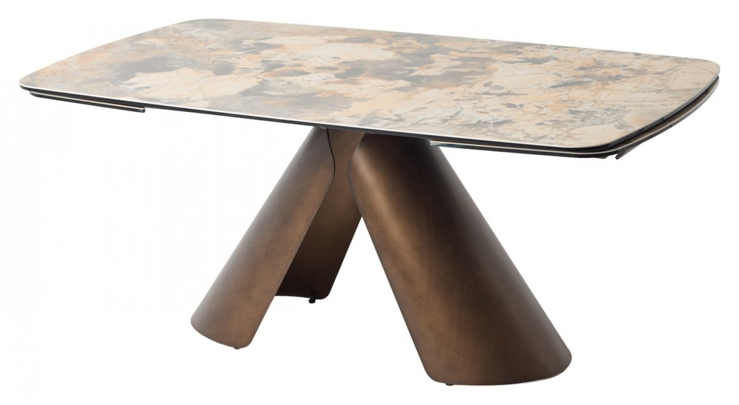 Стол CALDERON 180 TL-137  матовый, испанская керамика / брашированный каркас, цвет медный, ®DISAUR