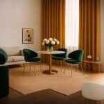 Стул-полукресло Emil зеленый с золотыми ножками