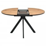 Стол Rudolf круглый раскладной 100-130x100x75см, Дуб Вотан, чёрный