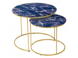 Набор кофейных столиков Tango темно-синий с ножками матовое золото, 2шт