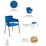 Стул Napoli синий с черными ножками