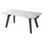 Стол BETIS 180 MATTE GILDED WHITE SOLID CERAMIC / Орех, ®DISAUR