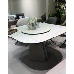 Стол RUBEN 132 TL-45 Белый мрамор, испанская керамика, стекло / Латте, ®DISAUR