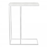 Придиванный столик Loft 50x30см, белый мрамор с белыми ножками
